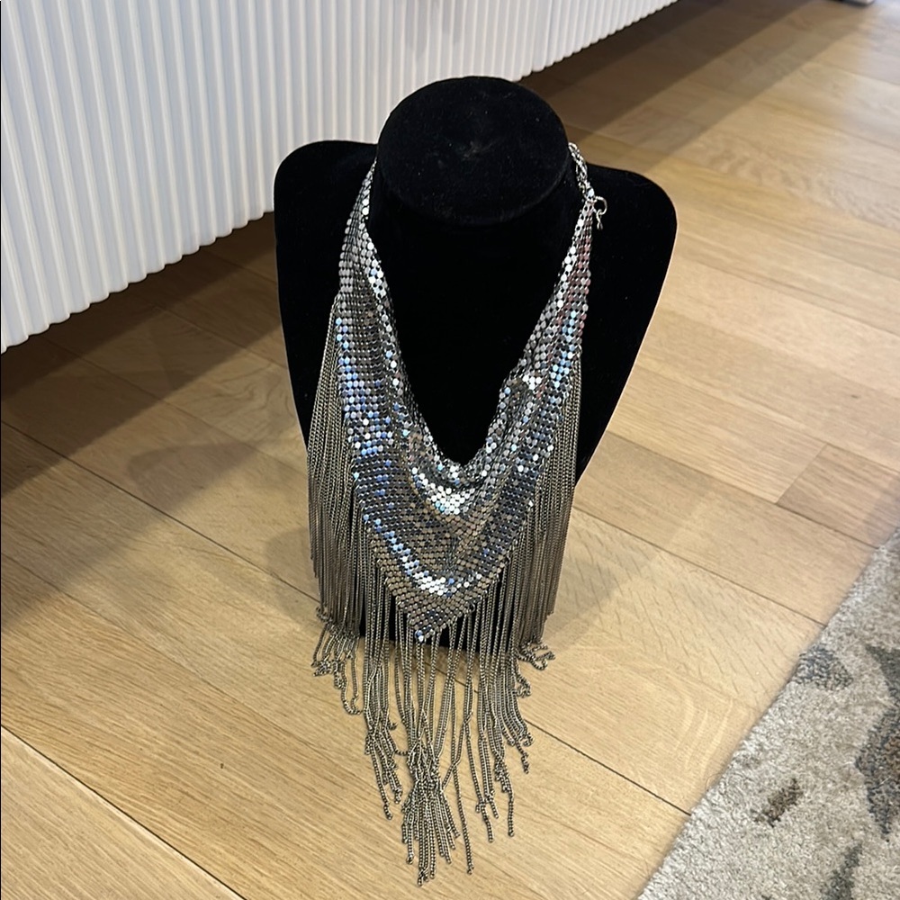 Silver Fringe Necklace